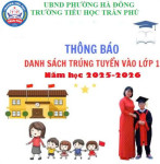 TRƯỜNG TIỂU HỌC TRẦN PHÚ THÔNG BÁO DANH SÁCH HỌC SINH TRÚNG TUYỂN VÀO LỚP 1 NĂM HỌC 2025-2026
