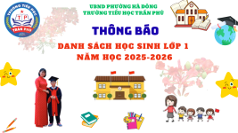 DANH SÁCH HỌC SINH LỚP 1 NĂM HỌC 2025-2026 CỦA TRƯỜNG TIỂU HỌC TRẦN PHÚ